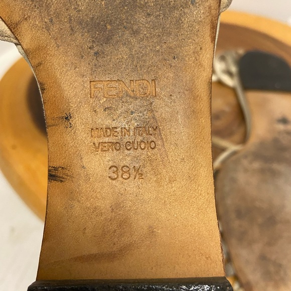 FENDI Leather Multi Color Neutral Multi Strap Ankle Strap Sandals - Picture 8 of 9